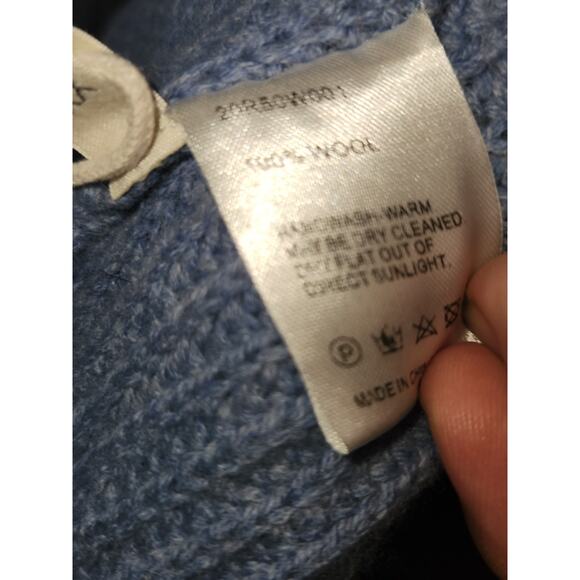 Nap Womens Button Up High Neck Pocket Wool Cardigan Sweater Blue Sz 2XL - Picture 8 of 8